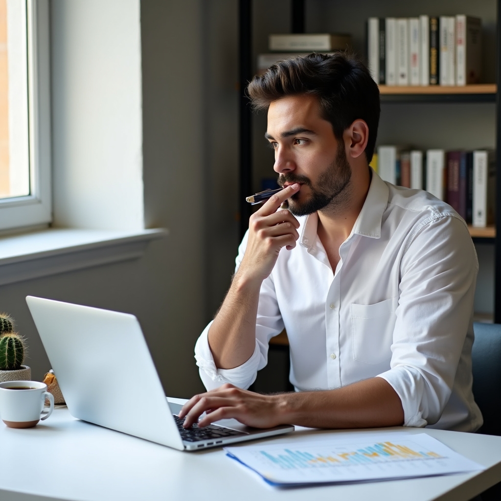 Person reviewing inflation data and CPI charts on a laptop in a well-lit study space